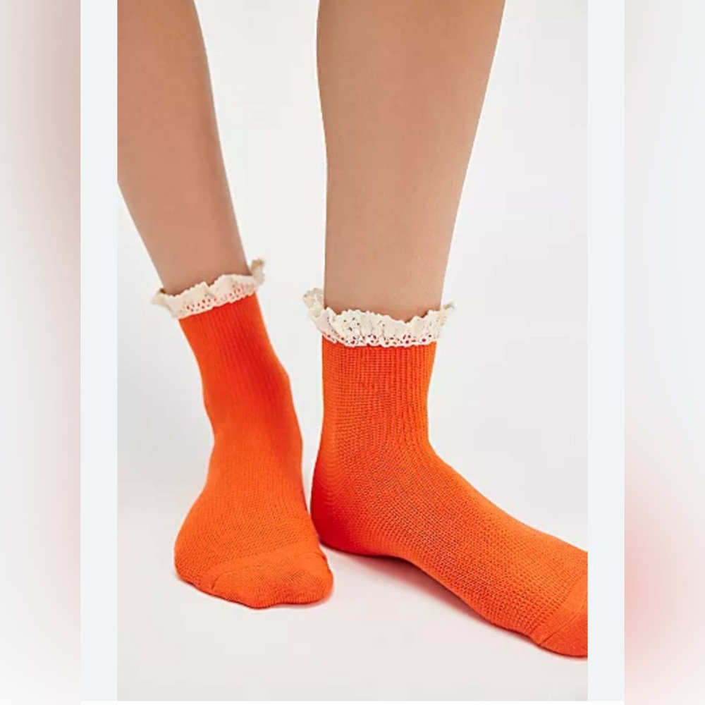 Free People Lacy Thrills Socks in Burnt Sienna